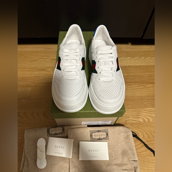 💯%Authentic!Brand New!Gucci WOMEN'S SNEAKER WITH WEB platform sneakers 37.5/7.5 - Picture 2 of 8